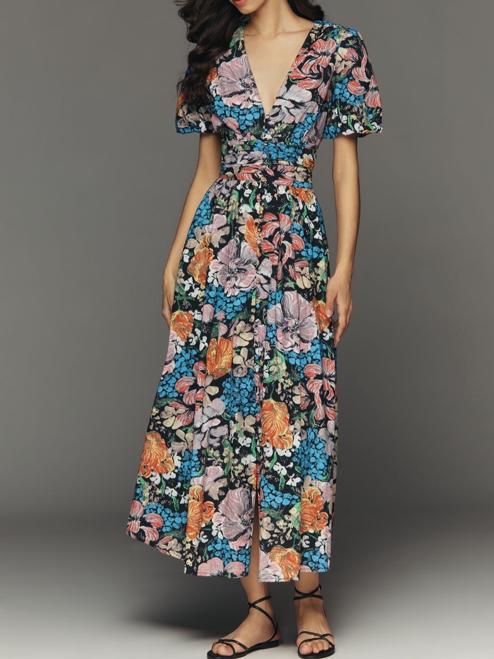 Yukiko Noritake Katerina Button-Front Midi Dress - NWT size M